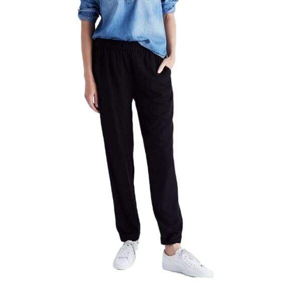 MADEWELL black elastic waist cuffed track lightweight trousers XS F5714 - Picture 1 of 13